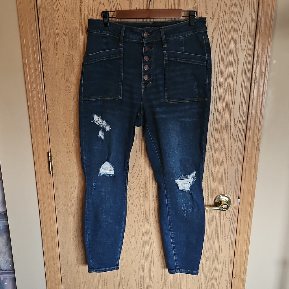 JUDY BLUES Women's Distressed Blue Jeans
